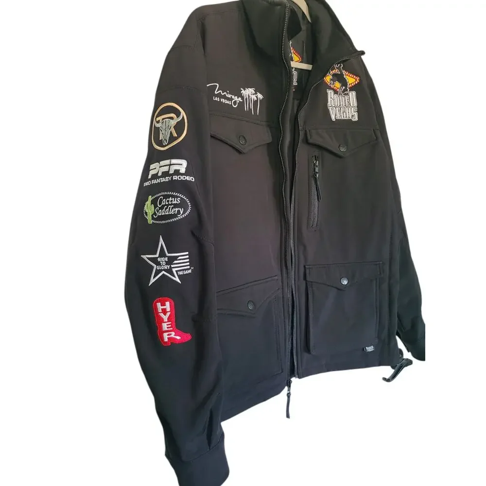 Rodeo Vegas Limited Edition NFR Sponsor Softshell Jacket Black Men's Size Large